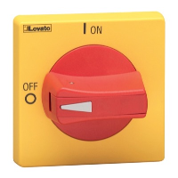 Lovato GA Padlockable Red/Yellow Isolator Handle Ring Fix 65 x 65mm