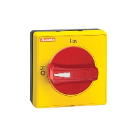 Lovato GA Padlockable Small Red/Yellow Isolator Handle Screw Fix 48 x 48mm