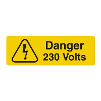 25 x 75mm Label 'Danger 230V' Roll 250 Labels - price per 1 (roll)