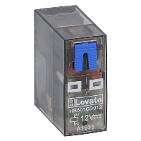 Lovato HR50 Single Pole 10A Relay 12VDC Coil 1 Change-Over Contact Lockable Test Button and LED Indication
