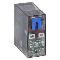 Lovato HR50 Single Pole 10A Relay 24VDC Coil 1 Change-Over Contact Lockable Test Button and LED Indication