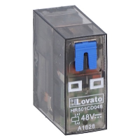 Lovato HR50 Single Pole 10A Relay 48VDC Coil 1 Change-Over Contact Lockable Test Button and LED Indication