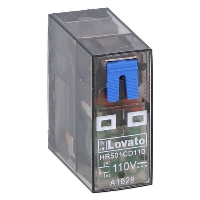 Lovato HR50 Single Pole 10A Relay 110VDC Coil 1 Change-Over Contact Lockable Test Button and LED Indication