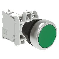 Lovato Platinum Green Flush Pushbutton Actuator 22.5mm Spring Return with 1 x N/O Contact Block