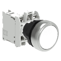 Lovato Platinum White Flush Pushbutton Actuator 22.5mm Spring Return with 1 x N/O Contact Block