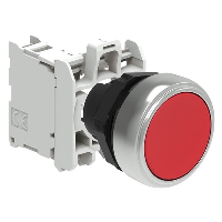 Lovato Platinum Red Flush Pushbutton Actuator 22.5mm Spring Return with 1 x N/C Contact Block