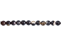 Black Agate With White Stripe Semi Precious Round Beads 6mm, 16&amp;quot;/40cm Strand