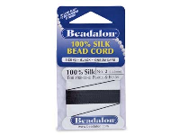 Beadalon Black Silk Thread With    Needle, Size 2 0.45mm 2m Length