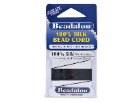 Beadalon Black Silk Thread With    Needle, Size 4 0.60mm 2m Length