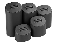 Black Leatherette 5 Piece Ring Set