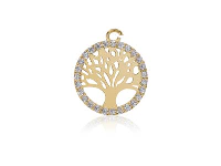 9ct Yellow Gold Tree of Life   Cubic Zirconia Set 8mm, 100%   Recycled Gold