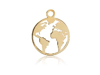9ct Yellow Gold World Map 10mm,    100% Recycled Gold
