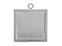 Fine Silver Pendant Cpm83 1.50mm   Fully Annealed Framed Square Blank 19mm, 100% Recycled Silver