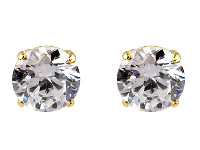 9ct Yellow Gold Pair 7mm   Cubic Zirconia Stud Earrings