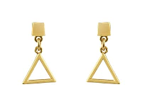 9ct Yellow Gold Triangle Outline   Drop Stud Earrings