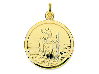 9ct Yellow Gold St. Christopher,   Medium Round Hallmarked