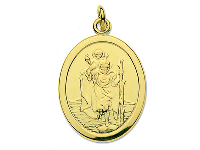 9ct Yellow Gold St Christopher Oval Hallmarked