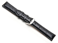 Black Super Croc Grain Watch Strap 16mm Genuine Leather