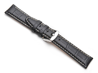 Black Super Croc Grain Watch Strap Nubuck Lining 18mm Genuine Leather