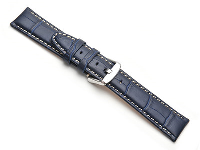 Blue Super Croc Grain Watch Strap  Nubuck Lining 22mm Genuine Leather