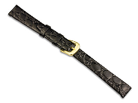 Black Croc Grain Watch Strap 12mm  Genuine Leather