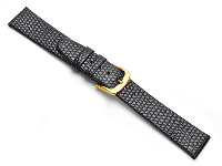 Black Lizard Grain Watch Strap 12mm Genuine Leather