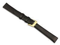 Black Calf Stitched Watch Strap    16mm Genuine Leather
