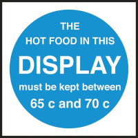 Hot Food Display Temprature Sign S/A 100x100mm