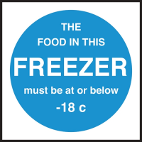 Freezer Temperature Sign S/A 100x100mm