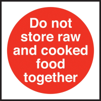 Do Not Store Raw & Cooked Meats S/A Sign 100x100mm