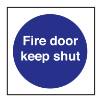 Fire Door Keep Shut Sign S/A 100x100mm