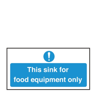 Sink For Food Equipment Only Sign S/A 100x200mm