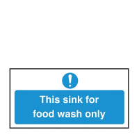 Sink for Food Wash Only Sign SA 100x200mm
