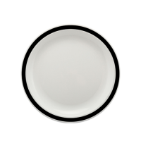 Small New Duo Plate in White with Black Rim 17cm
