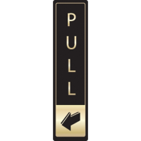 Pull Symbol Sign Vertical Gold/Black 43x178mm
