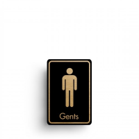 Gents Toilet/Symbol Sign Gold/Black 128x83mm