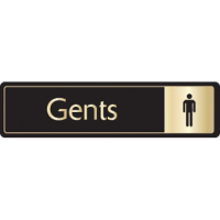 Gents Toilet/Symbol Sign Gold/Black 43x178mm