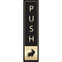 Push Sign Vertical With Symbol Gold/Black 43x178mm