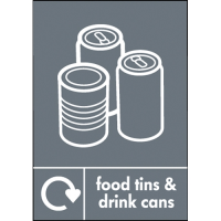 Recycle Food Tins & Drink Cans Sign S/A 200x150mm