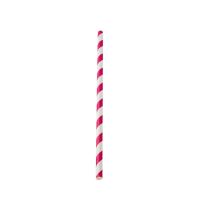 Paper Straw Pink/White Stripe 20cm (8") 6mm bore