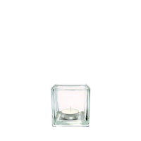 Square Tea Light Holder Clear Glass 7.5cm 