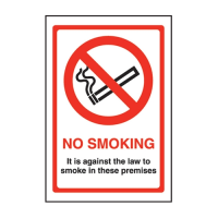 No Smoking Against the Law Sign S/A 200x150mm