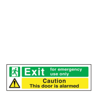 Emergency Exit Only Door Alarmed Sign S/A 150x450