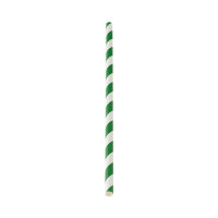 Paper Straw Green Stripe 20cm (8") 6mm bore.