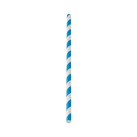 Paper Straw Blue Stripe 20cm (8") 6mm bore  