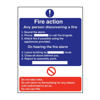 Fire Action Instruction Sign Rigid 200x150mm