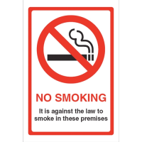 No Smoking Sign It Is Against the Law W/S