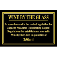 Wine By The Glass Sign 250ml 110x170mm Gold/Black