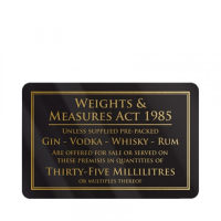 Weights & Measures Act 35ml Sign 110x170mm