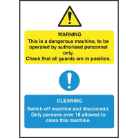 Dangerous Machine Cleaning Sign S/A 300x200mm